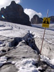 Dangerous places on the glacier at 3000m